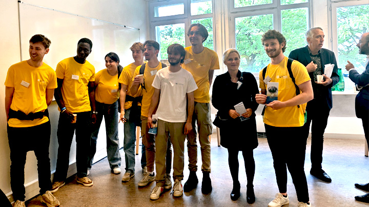 Anne-Lucie Wack directrice générale de l'Institut Agro, Didier Gascuel enseignant-chercheur et les étudiants