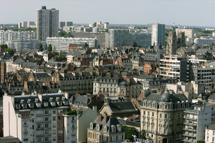 Vue aérienne de la ville de Rennes