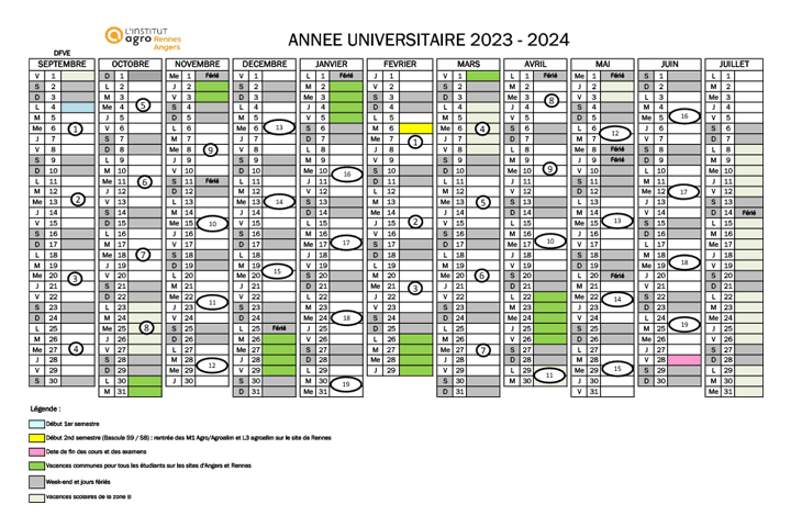 calendrier universitaire