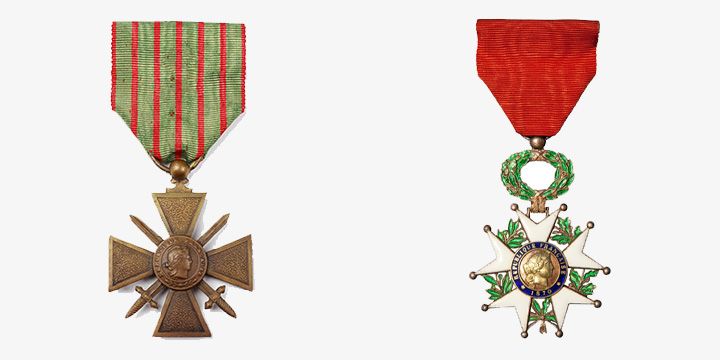 Croix de guerre et Crois de Légion d'honneur